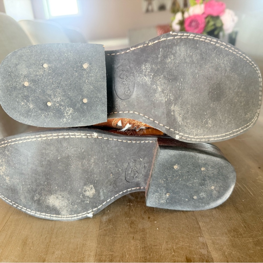 Lacy hair on hide Brown and Black Western Cowboy Boots - Picture 5 of 5
